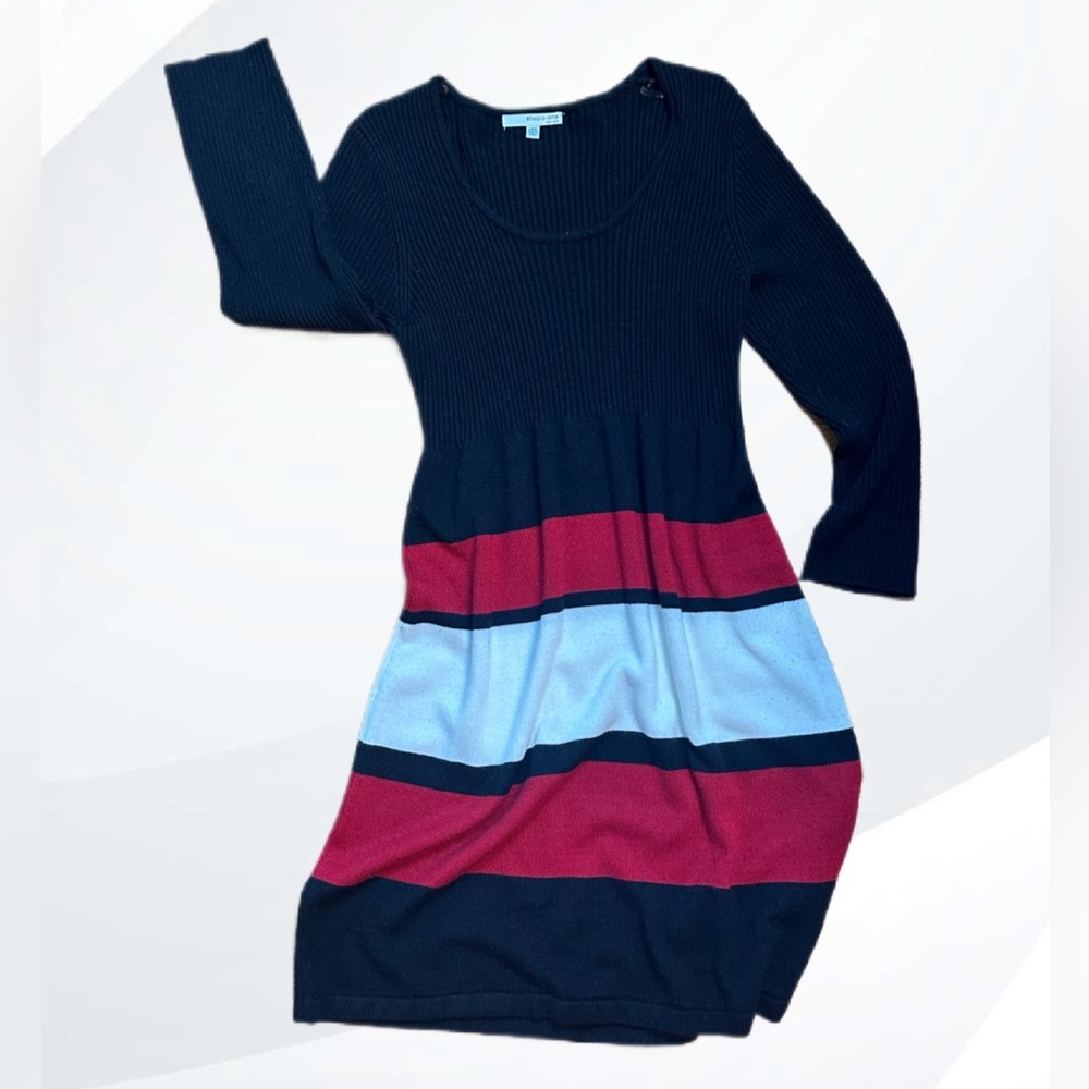 Studio One Women's Striped Sweater Dress - Black, Red, White